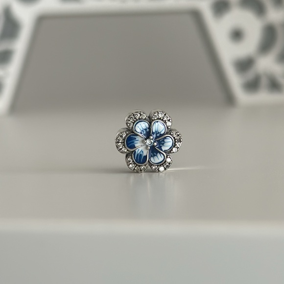Jewelry - s925 Sterling Silver blue flower charm for charm bracelets